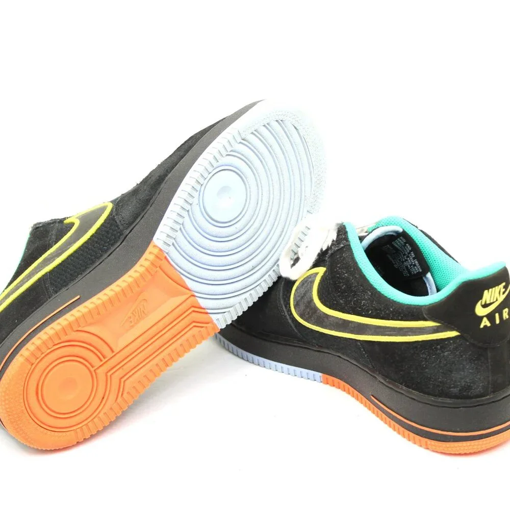 Nike Men's Black Suede Athletic Shoes with Yellow Swoosh & Teal Lining